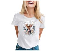 Maglietta da donna con stampa renna, per Oktoberfest, comoda, vestibilità ampia, divertente, alternativa agli abiti per feste di festival della birra, bianco, XXL