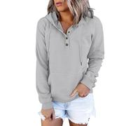 Maglietta da donna con vestibilità regolare, maglietta da donna 2025, felpa oversize a maniche lunghe, girocollo, camicetta, vestiti autunnali per la vita quotidiana, regali di Natale, Grigio, L