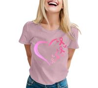 Maglietta da donna "Cuore di speranza" per la coscienza del cancro al seno, maglietta dichiarata con fiocchi rosa, top per sostegno e solidarietà, Stil_z02 viola, XL