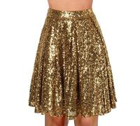 Maglietta da donna Daily Elegant Solid Color A Skirt Waist Pleated Skirt High Weist, gold, M
