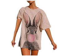 Maglietta da donna di colore animale, con stampa grande, casual, con maniche corte, in seta, Nero , 3XL