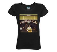 Maglietta da donna girocollo in cotone biologico The Doors Pochette Artwork Album Morrison Hotel Rock 70's, Nero , XS
