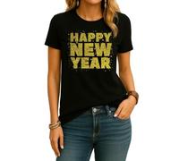 Maglietta da donna Happy New Year Confetti Fuochi d'artificio | Capodanno Natale Xmas, Nero , S