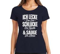 Maglietta da donna "Ich lecke das Salz schlucke den Statement", blu navy, L