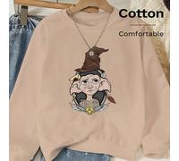 Maglietta da donna in 100% cotone costine, stile college sportivo, con stampa degli elementi di Harry Potter, Dobby, cappello magico e boccino d'oro, morbida, traspirante e aderente L,M,S,XLAnimale,Fu