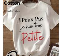 Maglietta da donna in cotone al 97% con stampa grafica di lettera scritta a mano bianca e rossa, stile college, sportiva, morbida, traspirante, a maniche corte, aderente, ad alta elasticità, casual L,