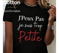 Maglietta da donna in cotone al 97% con stampa grafica di lettera scritta a mano bianca e rossa, stile college, sportiva, morbida, traspirante, a maniche corte, aderente, ad alta elasticità, casual L,