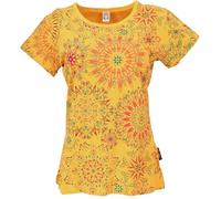 Maglietta da donna in cotone con stampa mandala, stile boho, per yoga, alla moda, colore: giallo, giallo., 48