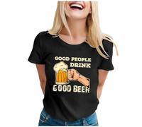 Maglietta da donna in stile Oktoberfest con stampa della birra, sexy, a maniche corte, per la birra, divertente, con scollo rotondo, moderna, per il tempo libero