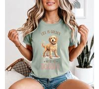 Maglietta da donna Life Is Golden With My Doodle Goldendoodle Dog Pet Lover