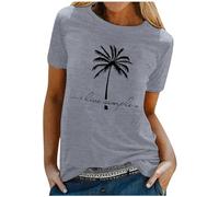 Maglietta da donna "Live Simply" con stampa di cocco e grafica da spiaggia, colore nero, grigio., XL