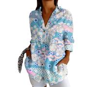 Maglietta da donna, lunga estate, a maniche a 3/4, elegante, scollo a V, alla moda, con materiali di alta qualità, perfetta per tutti i giorni, il tempo libero, 2-bianco., 5XL
