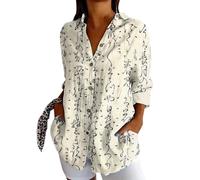 Maglietta da donna, lunga estate, a maniche a 3/4, elegante, scollo a V, alla moda, con materiali di alta qualità, perfetta per tutti i giorni, il tempo libero, 2-kaki, 5XL