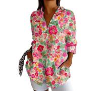 Maglietta da donna, lunga estate, a maniche a 3/4, elegante, scollo a V, alla moda, con materiali di alta qualità, perfetta per tutti i giorni, il tempo libero, 2-rosa, 5XL