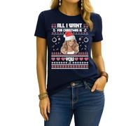 Maglietta da donna Mariah Carey - All I Want for Christmas is You | Ugly Christmas Christmas Christmas, blu navy, L