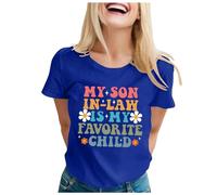 Maglietta da donna "Mein Genieger ist Mein Lieblingskind " per la festa della mamma, a maniche corte, Blu, M
