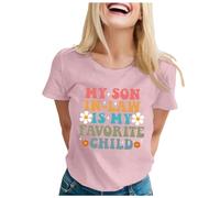 Maglietta da donna "Mein Genieger ist Mein Lieblingskind " per la festa della mamma, a maniche corte, Colore: rosa., S