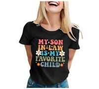 Maglietta da donna "Mein Genieger ist Mein Lieblingskind " per la festa della mamma, a maniche corte, Nero , S
