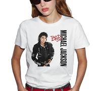 Maglietta da donna Michael Jackson Bad Ufficiale, Maglietta Iconica Pop Vintage Stampa di alta Qualità, Idea Regalo Fan Musica Anni 80, bianco, S
