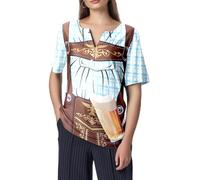 Maglietta da donna Oktoberfest A, con scollo a V, a maniche corte, da spiaggia, Blu, 3XL