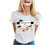 Maglietta da donna Oktoberfest con motivo prosite, divertente maglietta popolare per i prati, maglietta casual come alternativa Dirndl, Stil_r07 Bianco, XL