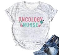 Maglietta da donna per infermiere oncologia, con scritta Oncology Nurse e cuore stetoscopio, maglietta per caregiver in medicina del cancro, Stile T06 Bianco, XXL