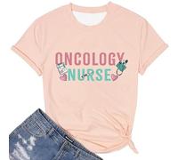 Maglietta da donna per infermiere oncologia, con scritta Oncology Nurse e cuore stetoscopio, maglietta per caregiver in medicina del cancro, Stile T03 rosa acceso, XXL