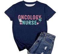 Maglietta da donna per infermiere oncologia, con scritta Oncology Nurse e cuore stetoscopio, maglietta per caregiver in medicina del cancro, Stile T04 blu navy, L