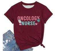Maglietta da donna per infermiere oncologia, con scritta Oncology Nurse e cuore stetoscopio, maglietta per caregiver in medicina del cancro, Stile T05 vinaccia, XL