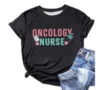 Maglietta da donna per infermiere oncologia, con scritta Oncology Nurse e cuore stetoscopio, maglietta per caregiver in medicina del cancro, Stile T01 Nero, XXL