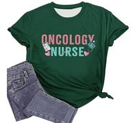 Maglietta da donna per infermiere oncologia, con scritta Oncology Nurse e cuore stetoscopio, maglietta per caregiver in medicina del cancro, Stile T02 Verde, XXL
