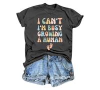Maglietta da donna per la gravidanza con scritta divertente "I Can't I'm Busy Growing A Human" | Divertente top per le future mamme, Stil_x01 grigio, XXL