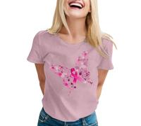 Maglietta da donna per la ricognizione del cancro al seno - Top con farfalla in fiocchi rosa | Maglietta dichiarativa di speranza e solidarietà, Stil_x02 viola, S