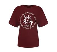 Maglietta da donna per le vacanze delle ragazze 2025 - 'Girl's Trip' con motivo a cuore | Maglia casual per viaggiare insieme con le amiche, Stil_y01 vinaccia, L