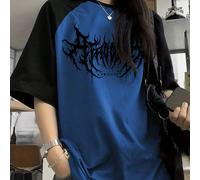 maglietta da donna retrò, cool, gotica, punk, rock, grunge, con grafica di lampi bicolore e maniche a raglan L,M,S,XL,XS,XXLBlocchi di colore,Lettere,Motivo strutturatoPoliestere