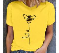Maglietta da donna "Salviamo le api", regalo per apicoltori, top a maniche corte con scollo rotondo "Let It Bee" L,M,S,XLHalloweenTessuto in maglia