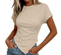 Maglietta da donna slim fit, a maniche corte, piegata, slim fit | Taglio sottile, sottolinea la silhouette, dettaglio piegato, maniche corte, vestibilità