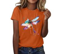 Maglietta da donna stampata a collo rotondo traspirante camicie a maniche corte comode casual moda t-shirt chic ed elegante di grandi dimensioni per vacanze grafica leggera estiva ampia t-shirt