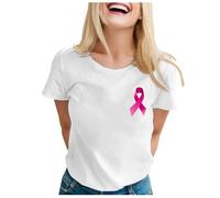 Maglietta da donna stampata a maniche corte, girocollo, top, camicetta neon outfit, bianco, L