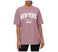 Maglietta da donna stampata con scollo rotondo a spalla profonda biancospino, Colore: rosa., XXL