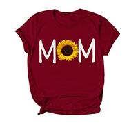 Maglietta da donna Sunflower Print Day con motivo natalizio, Vino, XXL