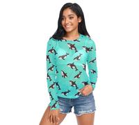 Maglietta da donna trasparente con balena che nuota orca con delfino Miami, amante della spiaggia, maglia a maniche lunghe, taglia S, Orca Nuoto Balena Cool Miami Dolphin Beach Lover, XX-Large