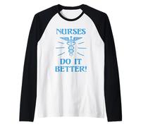 Maglietta da Infermiera con Scritta Nurses Do It Better Maglia con Maniche Raglan
