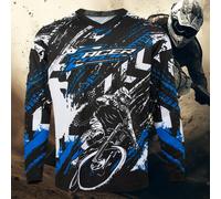 Maglietta da motocross e MTB da uomo e donna, in tessuto 100% poliestere a maglia, maglia da ciclismo a maniche lunghe e scollo a V, top sportivo da esterno con maniche a raglan, traspirante, resisten
