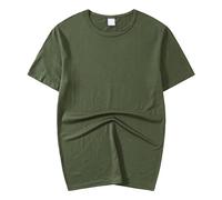 Maglietta da palestra a collo rotondo da uomo con scollo a V muscolare, a maniche corte, sport, bodybuilding, casual, maglietta in cotone, Verde Militare 1, M