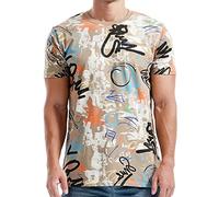 Maglietta da palestra da uomo a maniche corte Activewear camicetta con motivo 3D stampato a maniche corte magliette casual con grafica per sport indoor outdoor vita quotidiana, Nero , 4XL