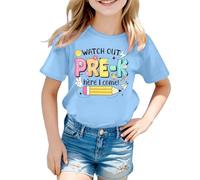 Maglietta da ragazza in cotone personalizzato Watch Out Kindergarten Here I Come Attenzione la scuola materna Arrive - Maglietta da bambino ragazza ragazzo - Regalo materno, Blu Cielo 3, 10-11 Anni