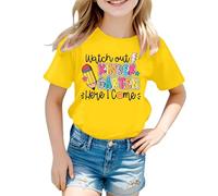 Maglietta da ragazza in cotone personalizzato Watch Out Kindergarten Here I Come Attenzione la scuola materna Arrive - Maglietta da bambino ragazza ragazzo - Regalo materno, Giallo 5, 3-4 anni