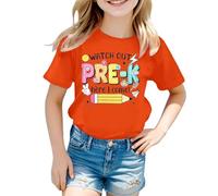 Maglietta da ragazza in cotone personalizzato Watch Out Kindergarten Here I Come Attenzione la scuola materna Arrive - Maglietta da bambino ragazza ragazzo - Regalo materno, Arancione 3, 8-9 Anni
