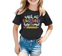 Maglietta da ragazza in cotone personalizzato Watch Out Kindergarten Here I Come Attenzione la scuola materna Arrive - Maglietta da bambino ragazza ragazzo - Regalo materno, Nero 4, 8-9 Anni